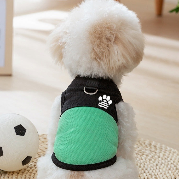 Breathable Mesh Dog Vest Harness with Paw Print Lightweight Pet Walking Vest