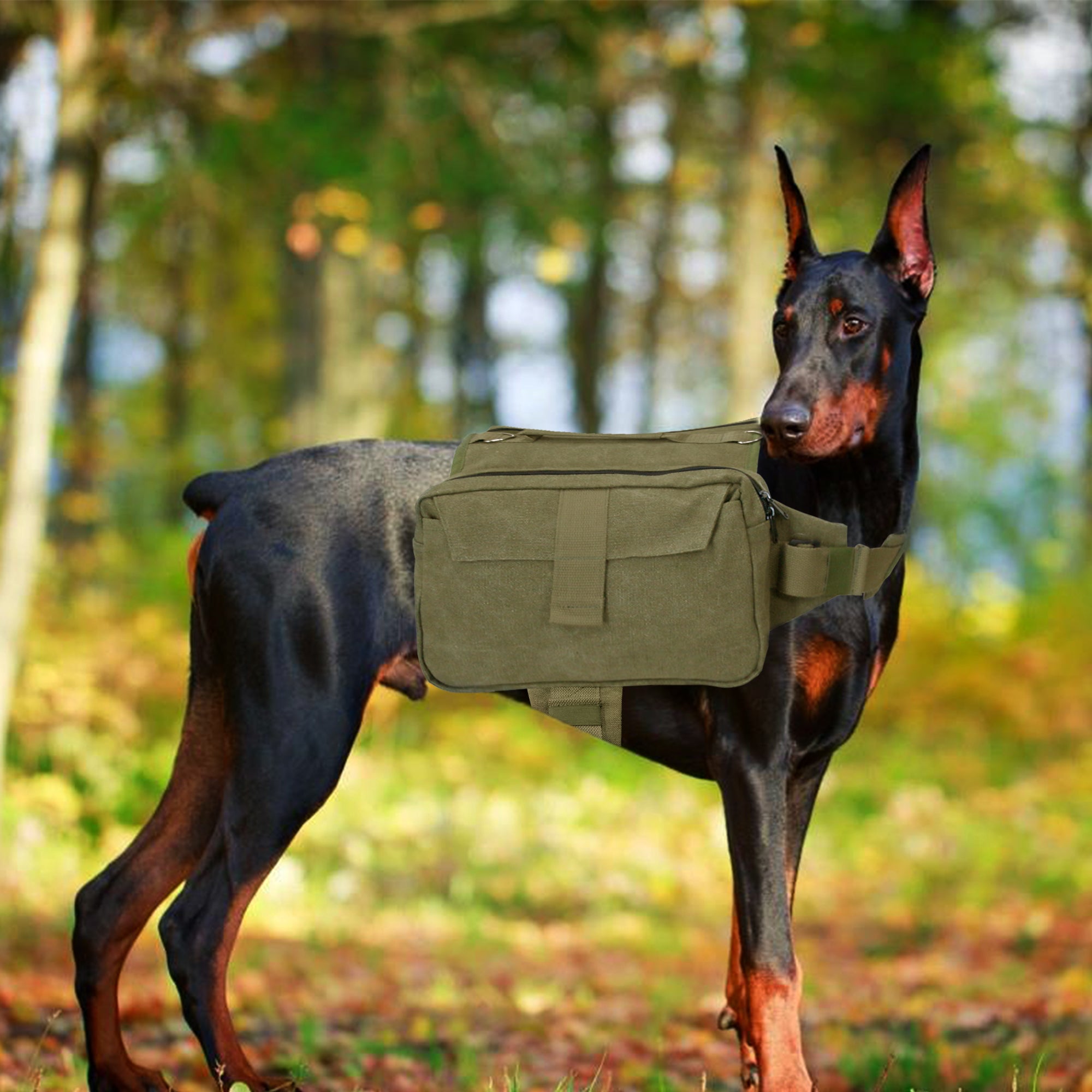 Tactical Dog Saddle Bag Canvas Pet Backpack for Hiking & Training