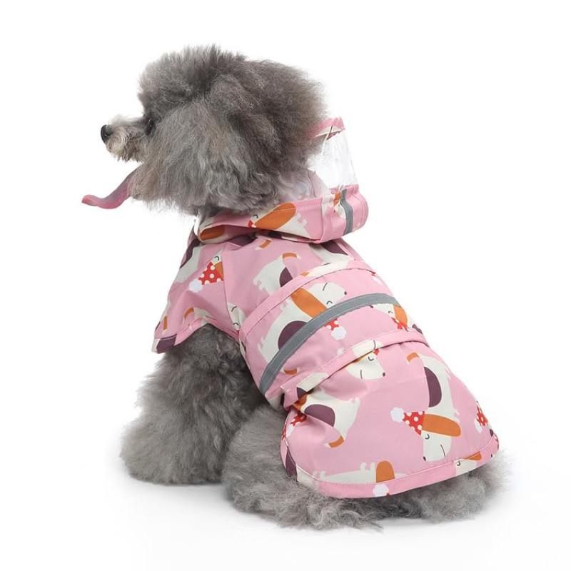 Dog Raincoat Hooded Jacket, Waterproof Leash Hole Reflective Pet Apparel Ideal for Small Medium Breeds Outdoor Activities