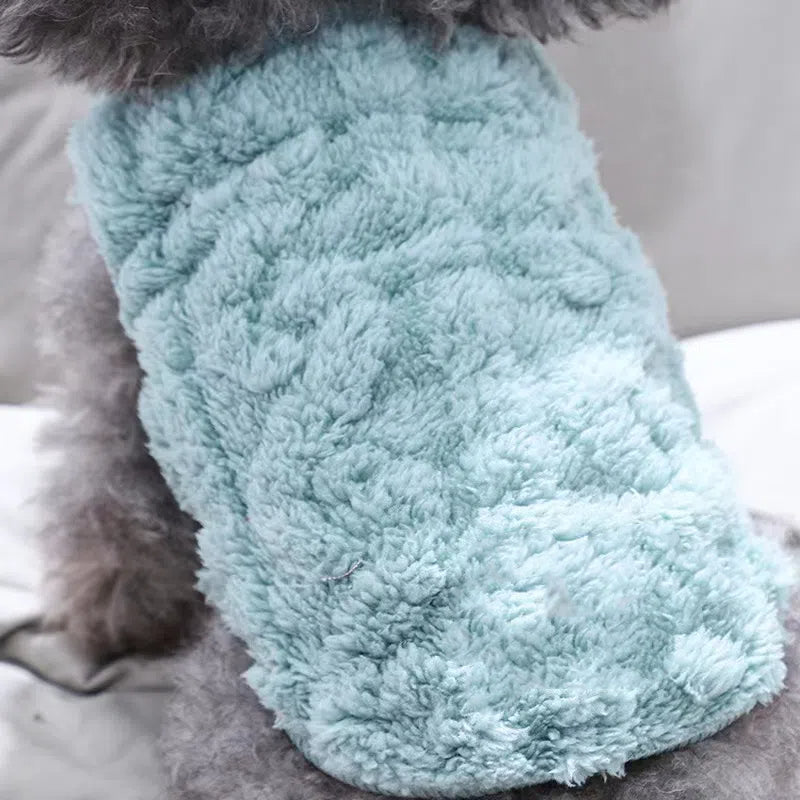 Fluffy Cable Knit Dog Vest Set Soft Fleece Pet Sweater Tank Tops for Small Dogs