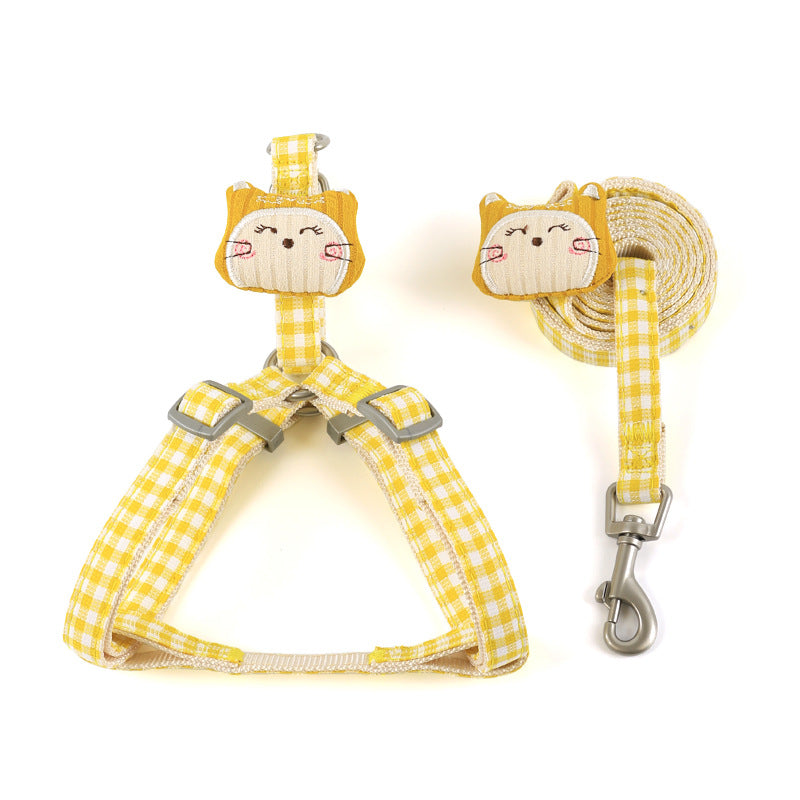 Cute Pet Leash Set for Cats & Dogs, Adjustable Chest Harness, Comfortable Walking Accessory, Stylish Design, Easy to Use