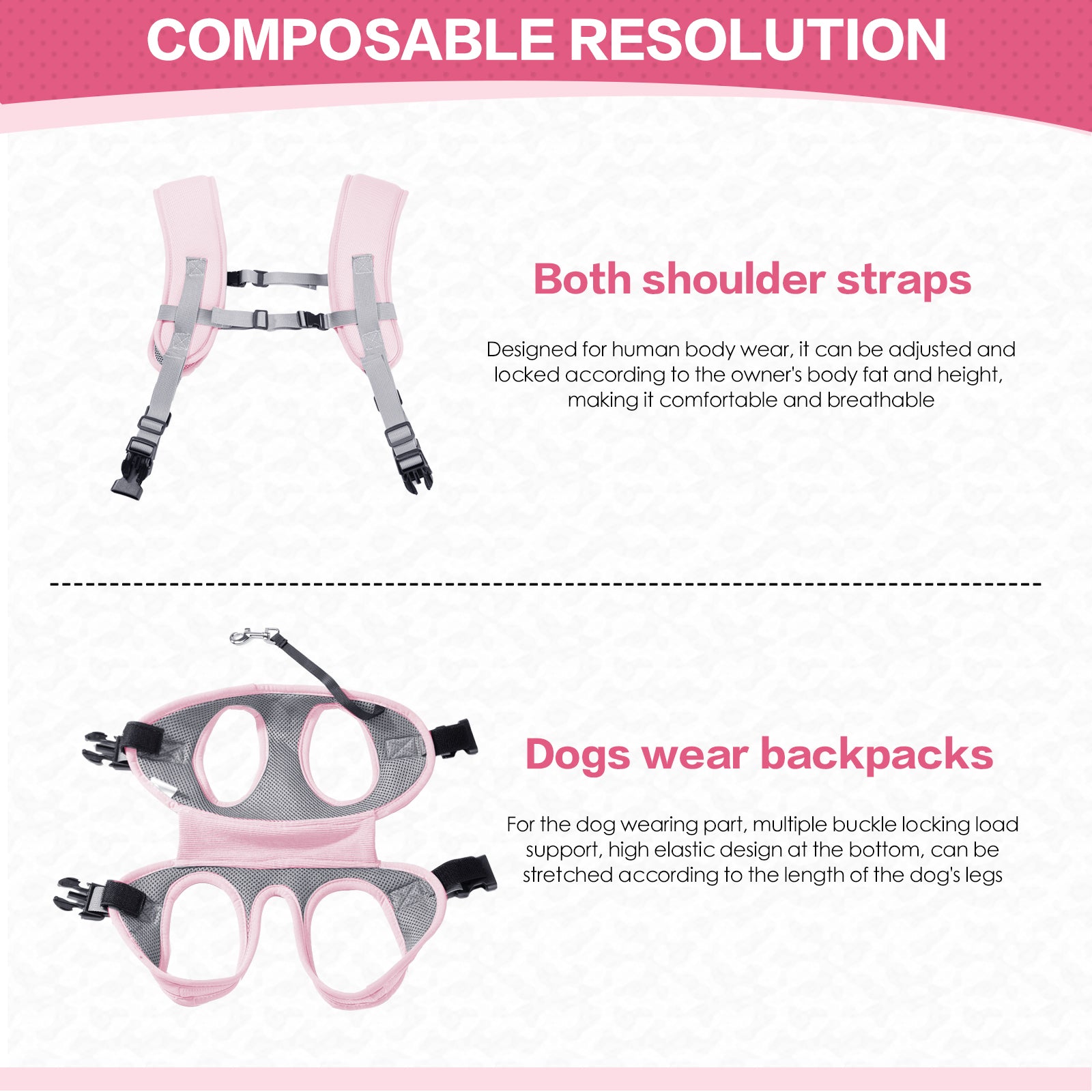 Hands - Free Dog Carrier Backpack - Adjustable Pet Front/Rear Carry Harness for Hiking & Travel