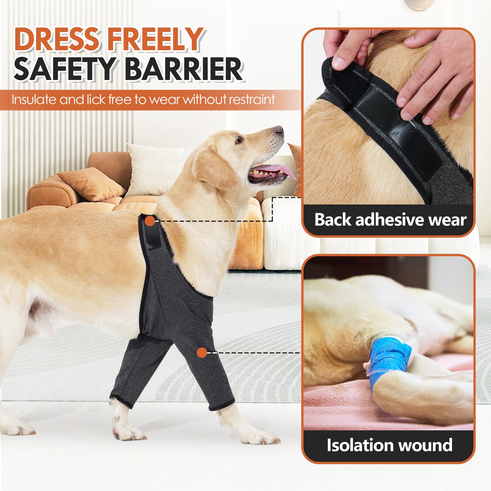 Dog Rear Leg Compression Sleeves Adjustable Joint Support Pants for Canine Mobility