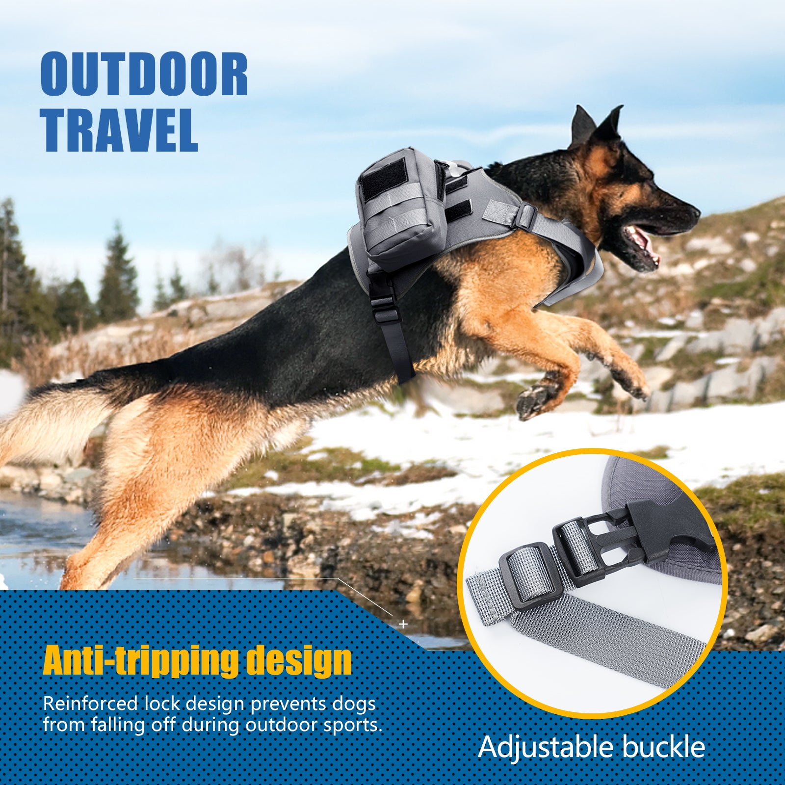 Dog Vest Harness for Small Medium Large Dogs No Pull Adjustable Harness Backpack with Side Pockets for Walking Hiking Training(Gray, Large)