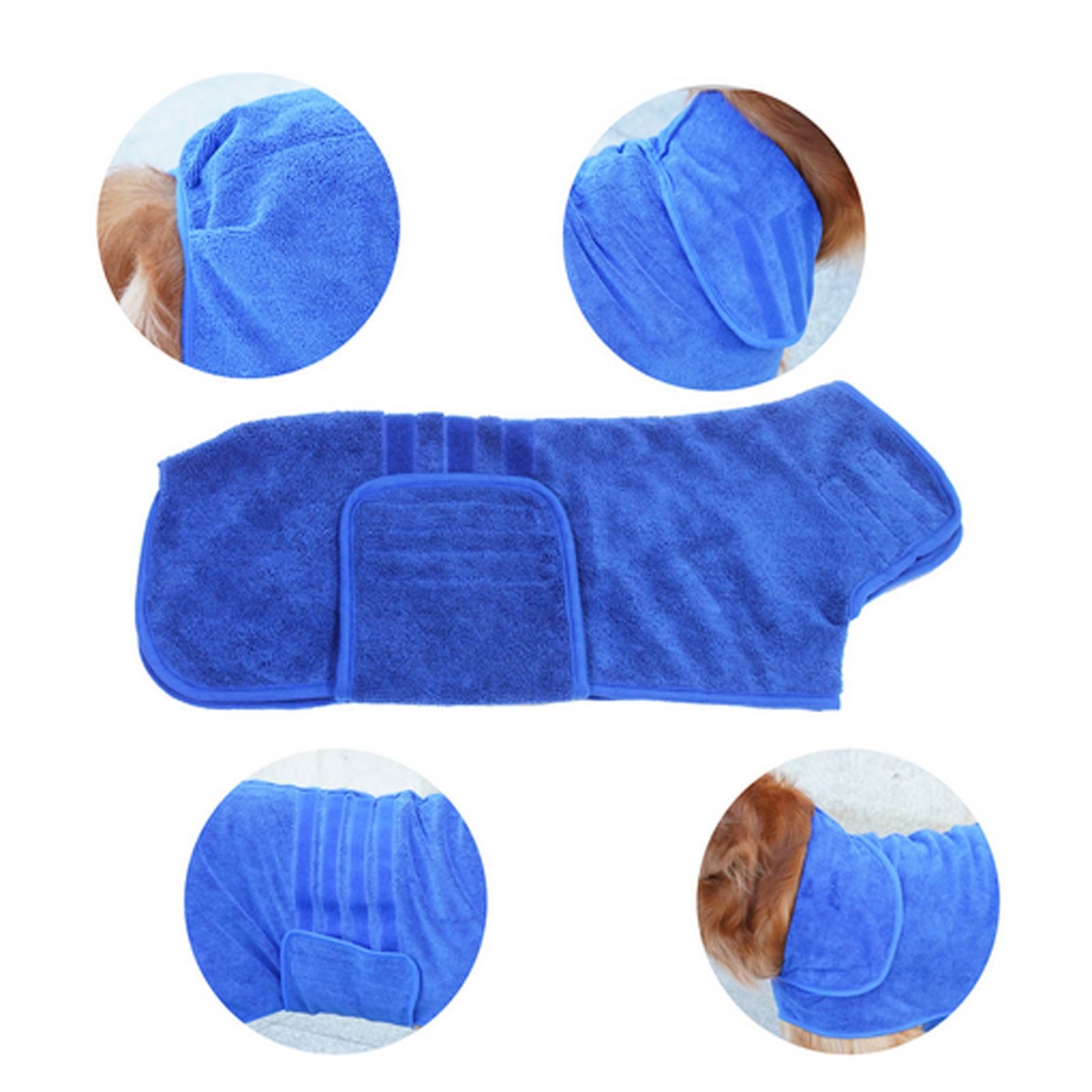 Dog Drying Coat Bathrobe Towel, Soft Absorbent Quick-Dry Pet Apparel Suitable for All Breeds & Sizes