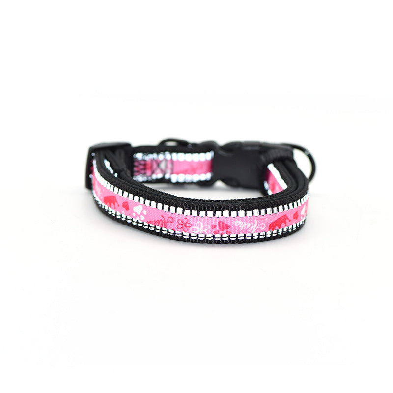 Reflective Flame Patterned Dog Collar - Stylish & Safe Pet Neck Strap
