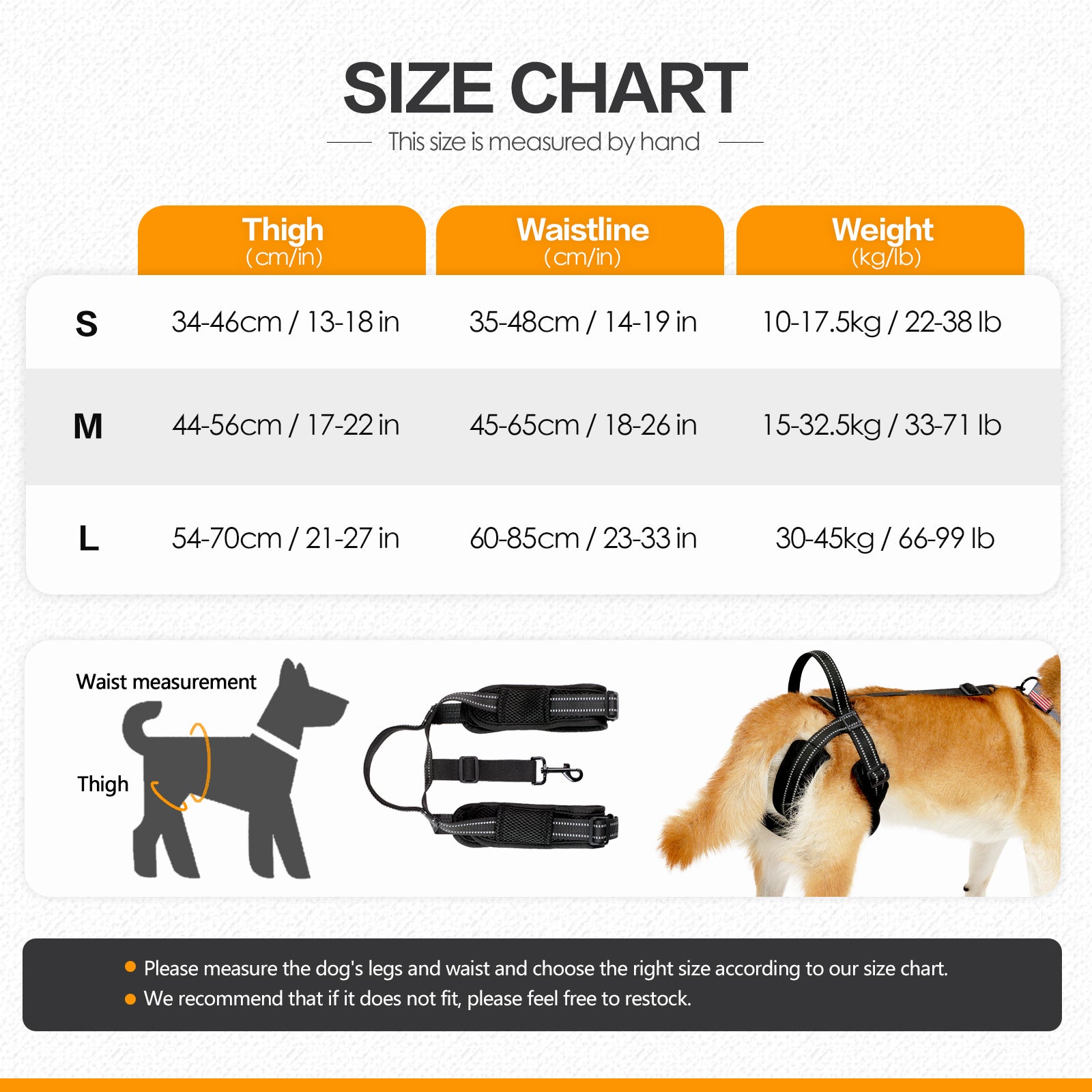 Dog Rear Leg Support Harness - Adjustable Assistive Strap for Aging or Injured Pets