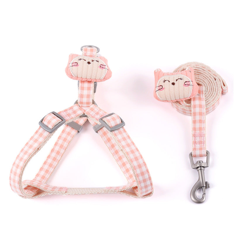 Cute Pet Leash Set for Cats & Dogs, Adjustable Chest Harness, Comfortable Walking Accessory, Stylish Design, Easy to Use