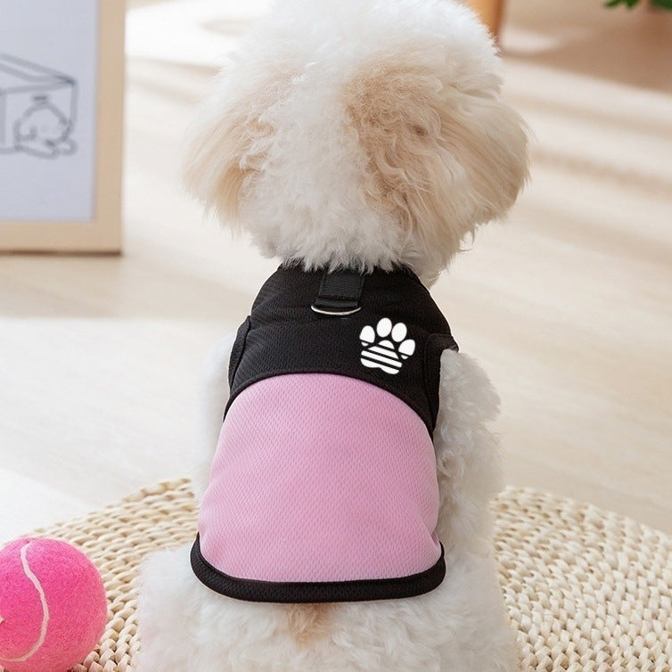 Breathable Mesh Dog Vest Harness with Paw Print Lightweight Pet Walking Vest
