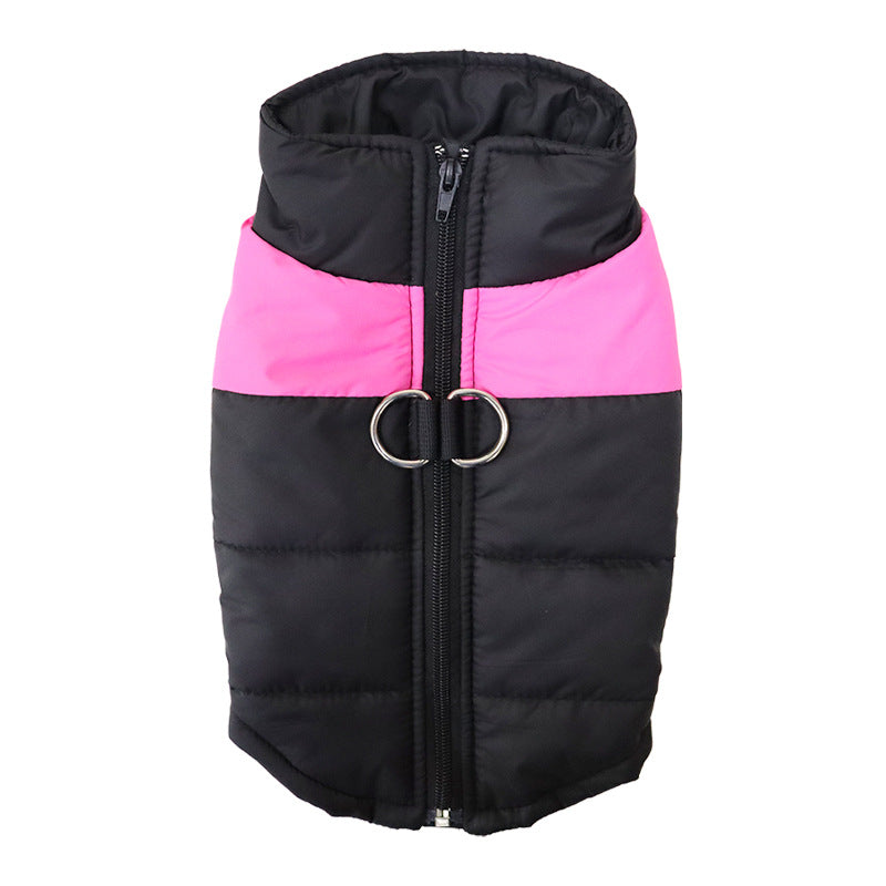 Reflective Strip Dog Puffer Vest Winter Warm Dog Jacket with Leash Rings