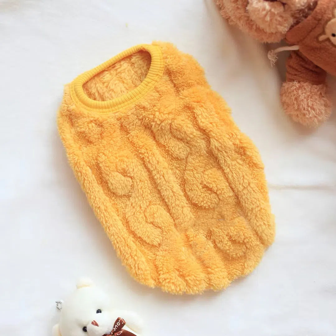 Fluffy Cable Knit Dog Vest Set Soft Fleece Pet Sweater Tank Tops for Small Dogs