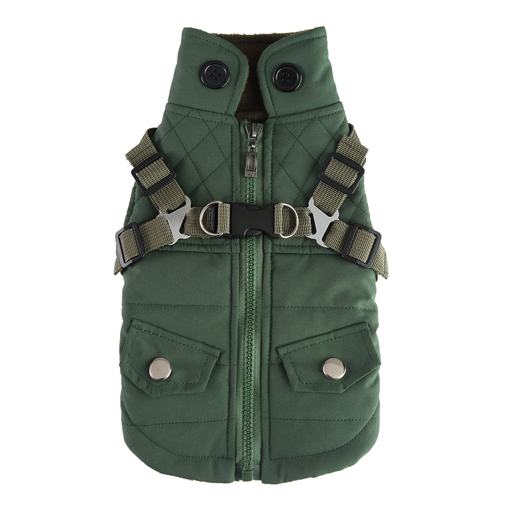 Harness Dog Jacket Warm Winter Coat with Adjustable Strap Waterproof Apparel for Small Medium Large Dogs