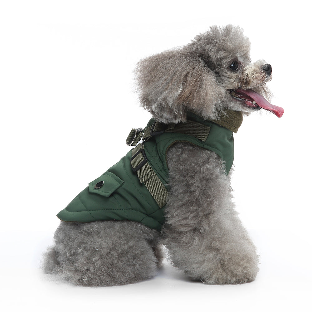 Harness Dog Jacket Warm Winter Coat with Adjustable Strap Waterproof Apparel for Small Medium Large Dogs