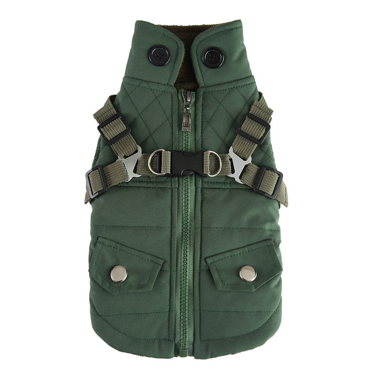 Harness Dog Winter Coat - Warm Soft Jacket for Small Medium Large Dogs - Cold Weather Outdoor Pet Coat