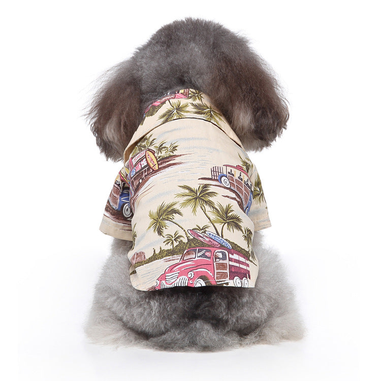 Hawaiian Print Dog Shirt Tropical Beach Pet Button - Up for Small Dogs