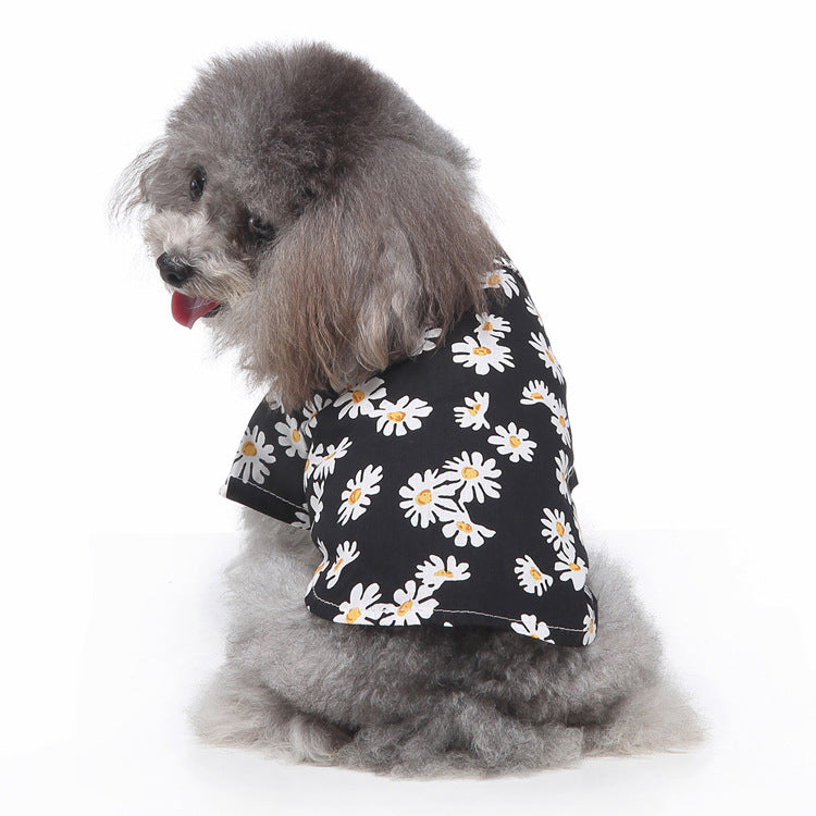 Hawaiian Print Dog Shirt Tropical Beach Pet Button - Up for Small Dogs