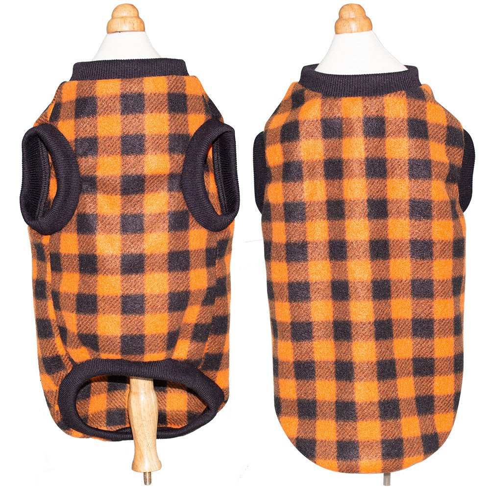 Plaid Dog Hoodie Set Checkered Fleece Pet Sweatshirts