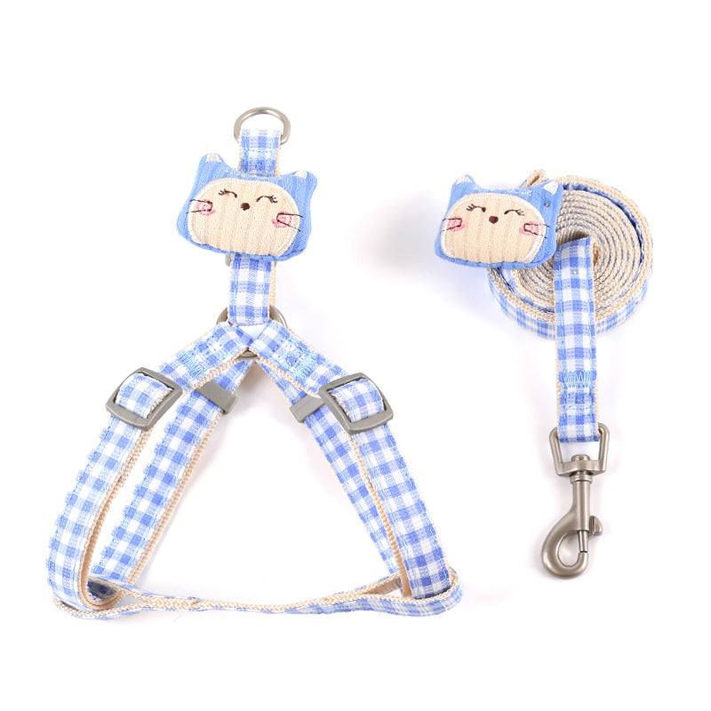 Cute Pet Leash Set for Cats & Dogs, Adjustable Chest Harness, Comfortable Walking Accessory, Stylish Design, Easy to Use