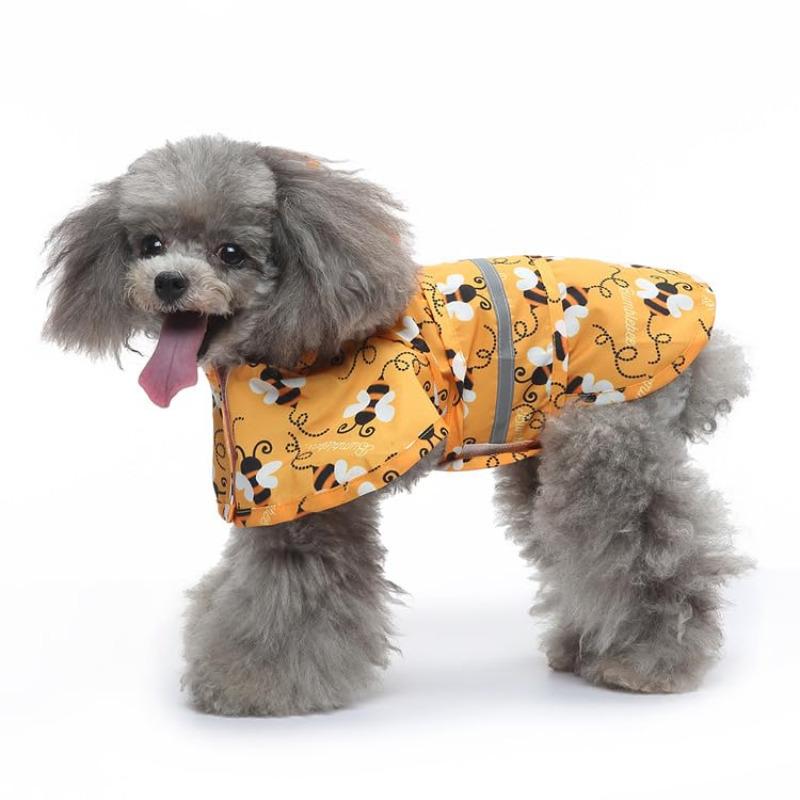 Dog Raincoat Hooded Jacket, Waterproof Leash Hole Reflective Pet Apparel Ideal for Small Medium Breeds Outdoor Activities
