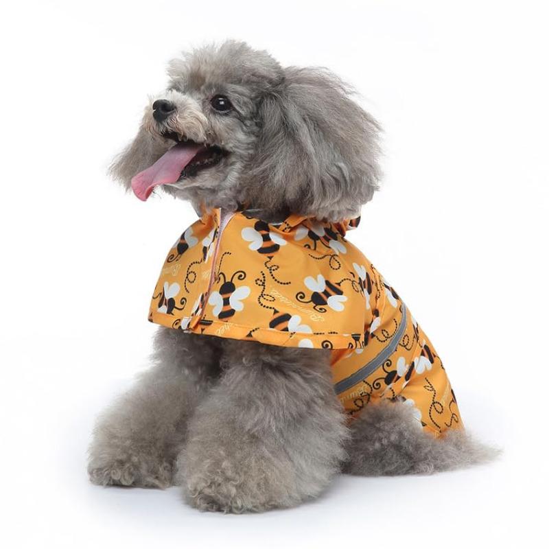 Dog Raincoat Hooded Jacket, Waterproof Leash Hole Reflective Pet Apparel Ideal for Small Medium Breeds Outdoor Activities