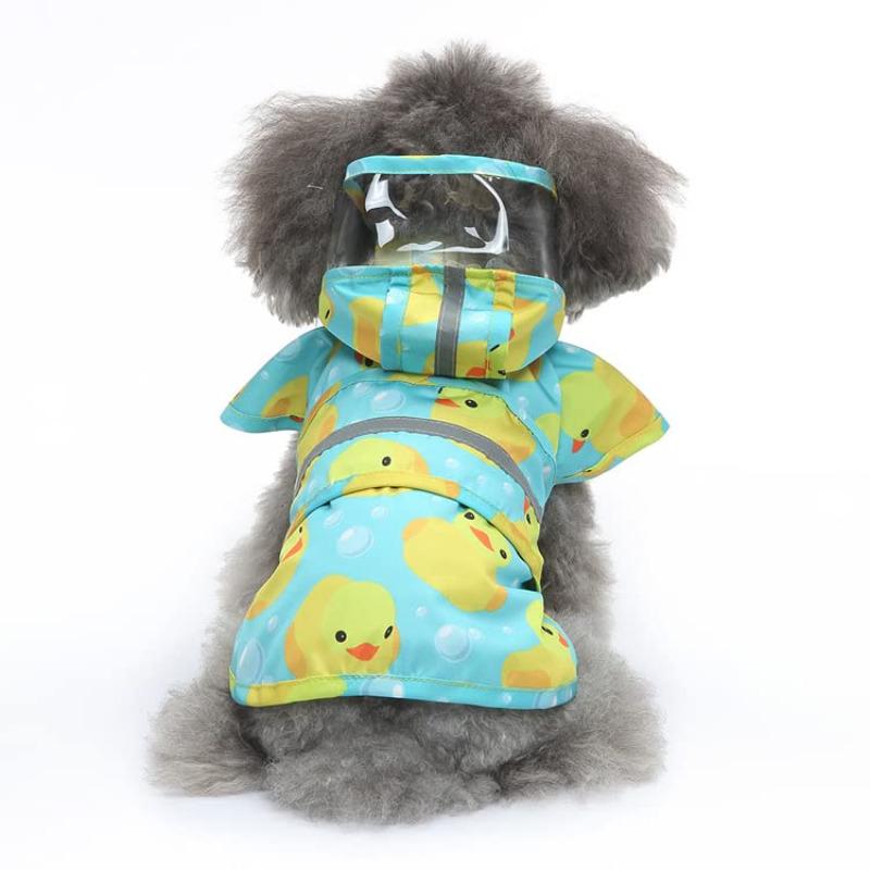 Dog Raincoat Hooded Jacket, Waterproof Leash Hole Reflective Pet Apparel Ideal for Small Medium Breeds Outdoor Activities