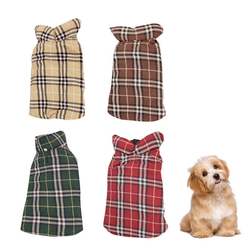 Plaid Dog Coat Set Classic Checkered Pet Jackets for Small Dogs
