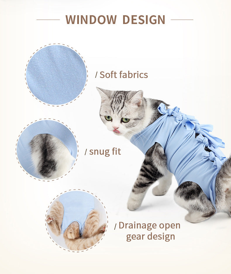 Postoperative cat suit, breathable cat jumpsuit for abdominal wounds or skin diseases after surgery, recovery suit for surgery, cat jumpsuit to prevent licking