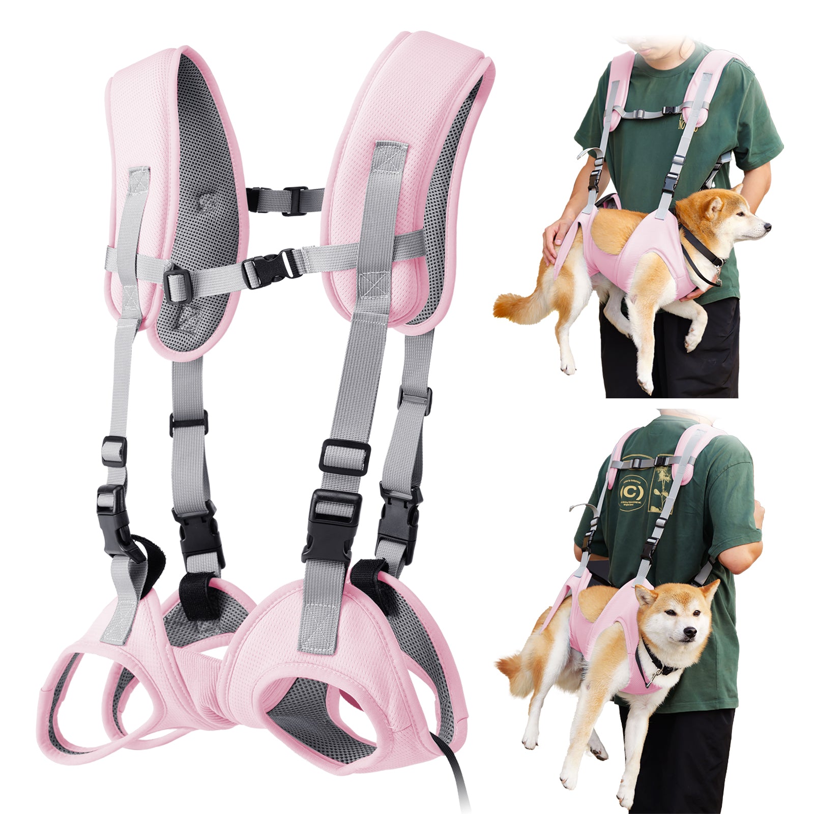 Hands - Free Dog Carrier Backpack - Adjustable Pet Front/Rear Carry Harness for Hiking & Travel