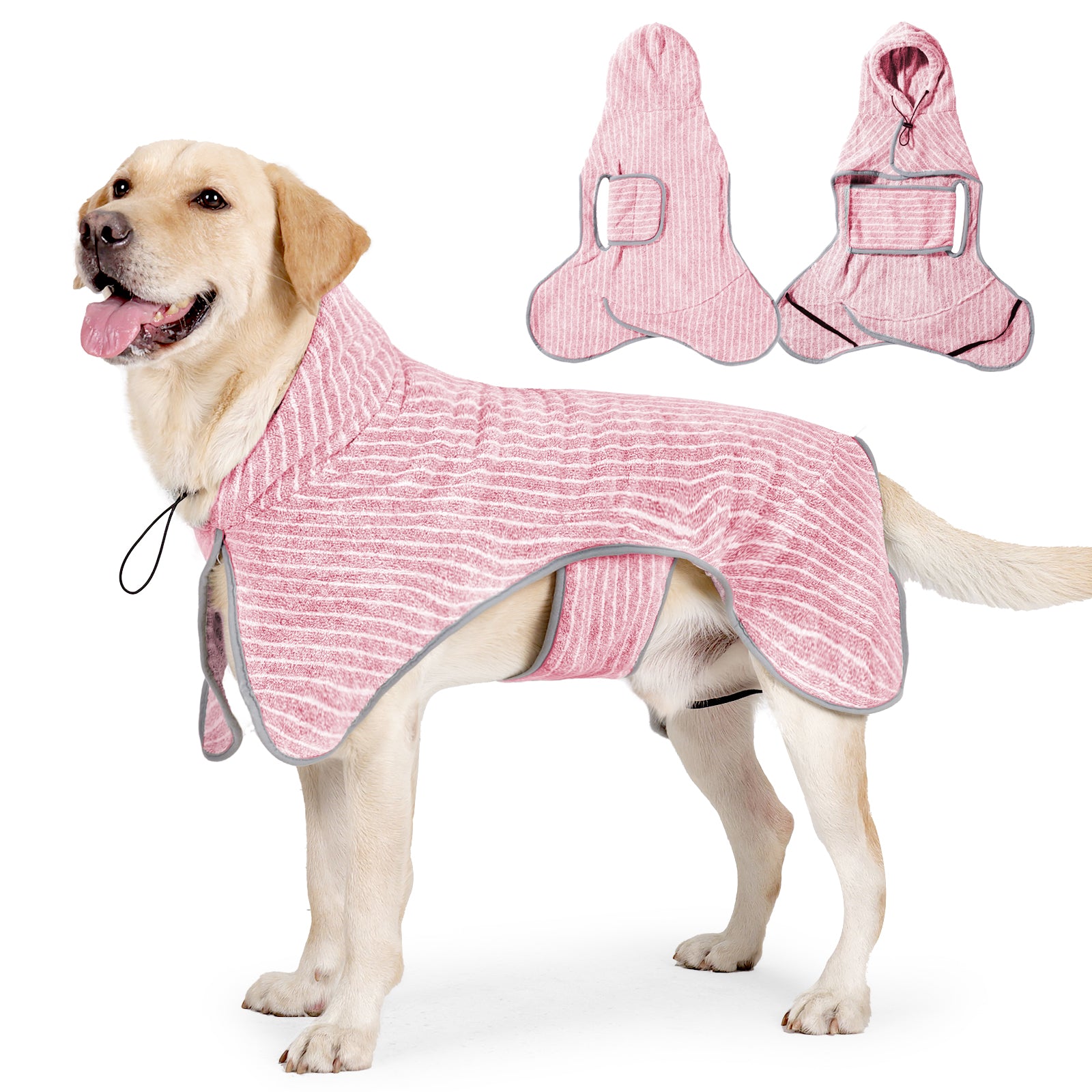 Hooded Dog Drying Coat - Quick - Absorbing Pet Bathrobe with Adjustable Fit