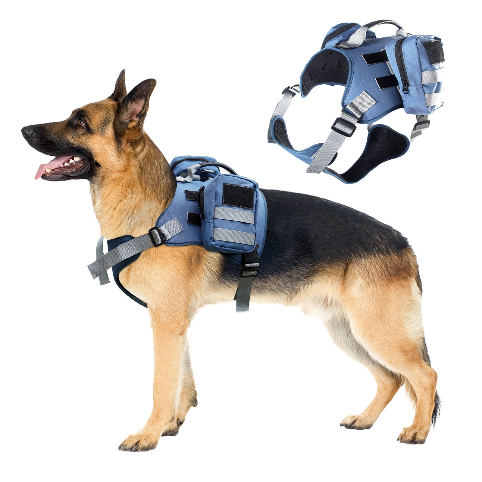 Dog Vest Harness for Small Medium Large Dogs No Pull Adjustable Harness Backpack with Side Pockets for Walking Hiking Training(Gray, Large)