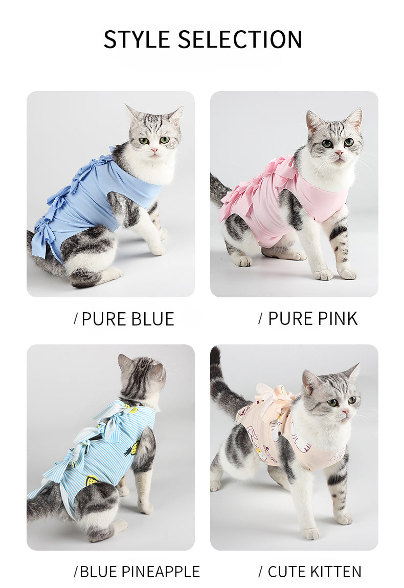 Postoperative cat suit, breathable cat jumpsuit for abdominal wounds or skin diseases after surgery, recovery suit for surgery, cat jumpsuit to prevent licking