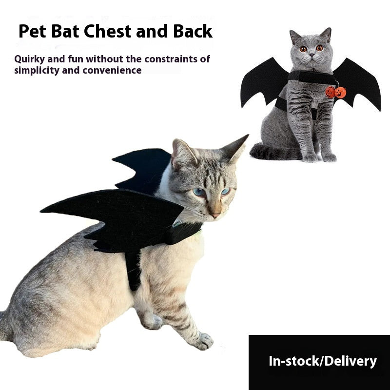 Halloween Pet Bat Wings Costume Cat Dog Cosplay Outfit with Pumpkin Bells