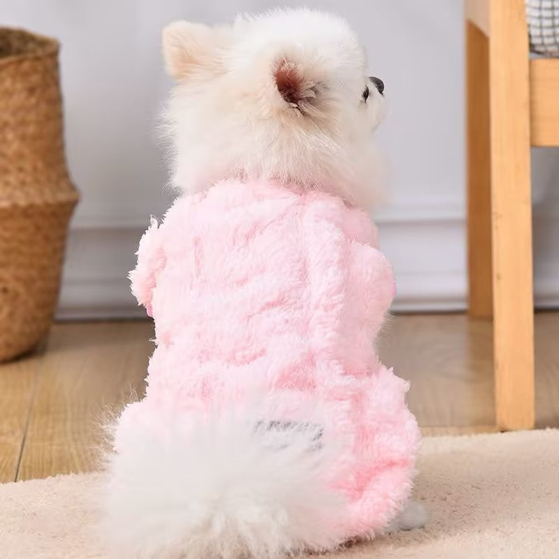 Fluffy Cable Knit Dog Vest Set Soft Fleece Pet Sweater Tank Tops for Small Dogs