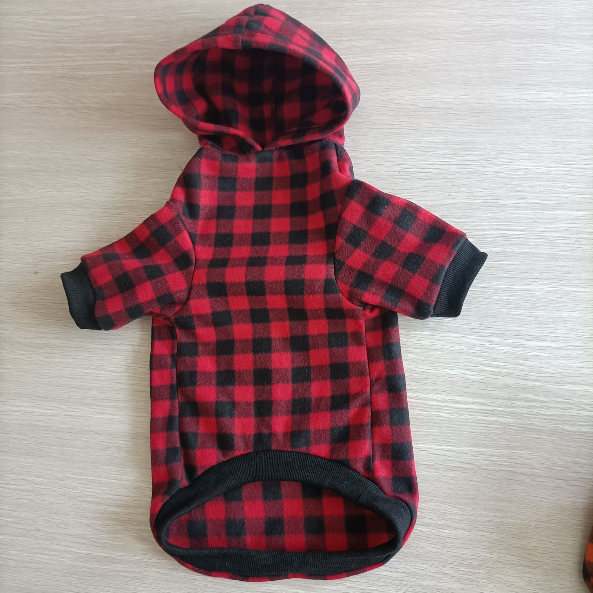 Plaid Dog Hoodie Set Checkered Fleece Pet Sweatshirts