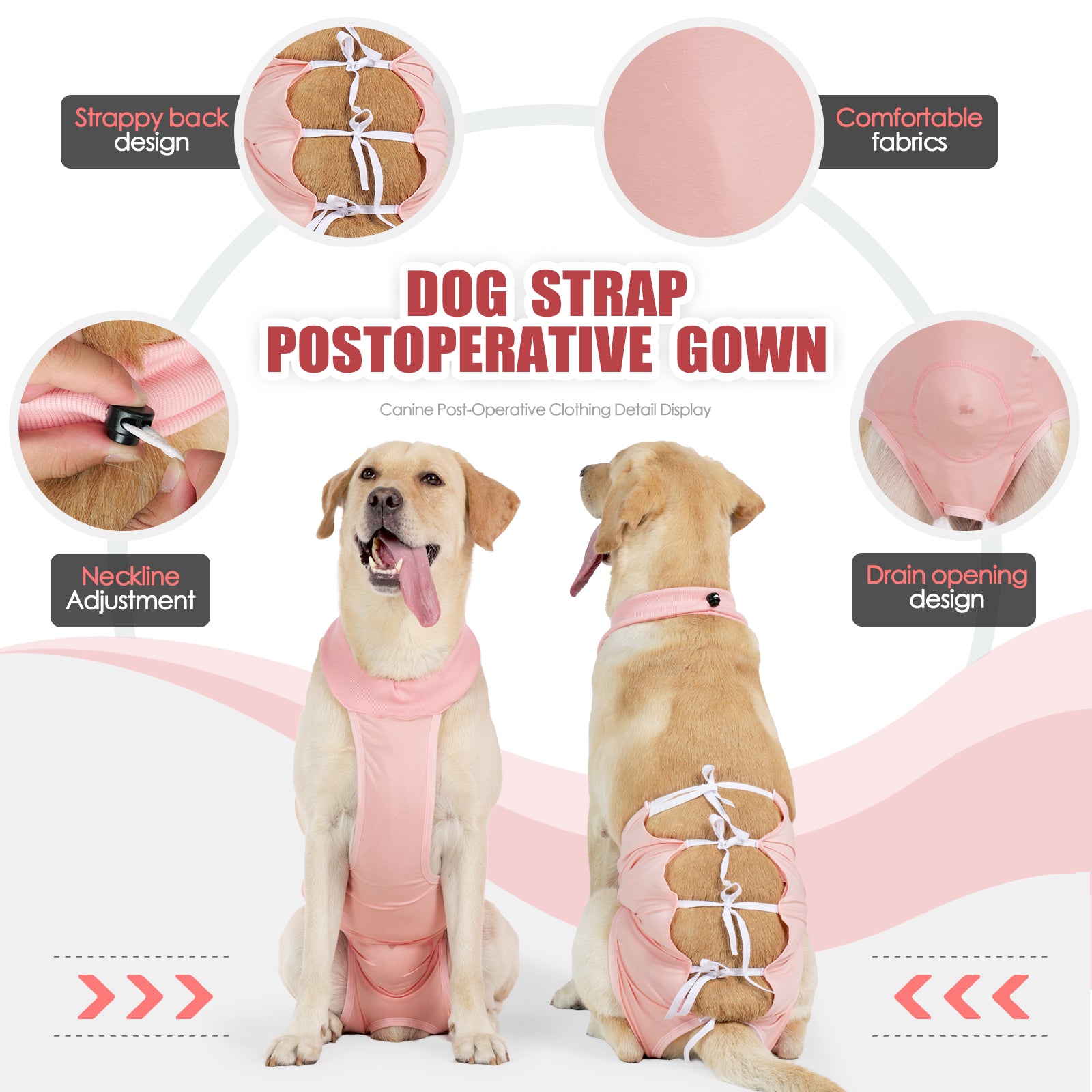 Dog Abdominal Rehabilitation Suit, 1 Count Comfortable Dog Surgical Suit, Female and Male Sterilization Jumpsuit for Postoperative Care, with Straps