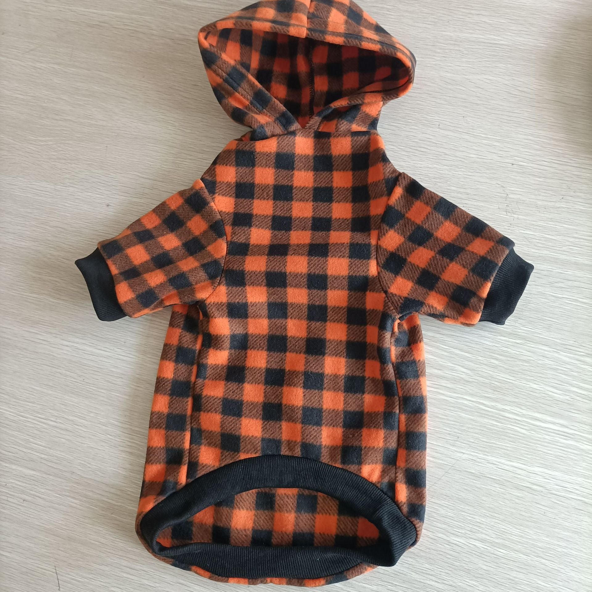 Plaid Dog Hoodie Set Checkered Fleece Pet Sweatshirts