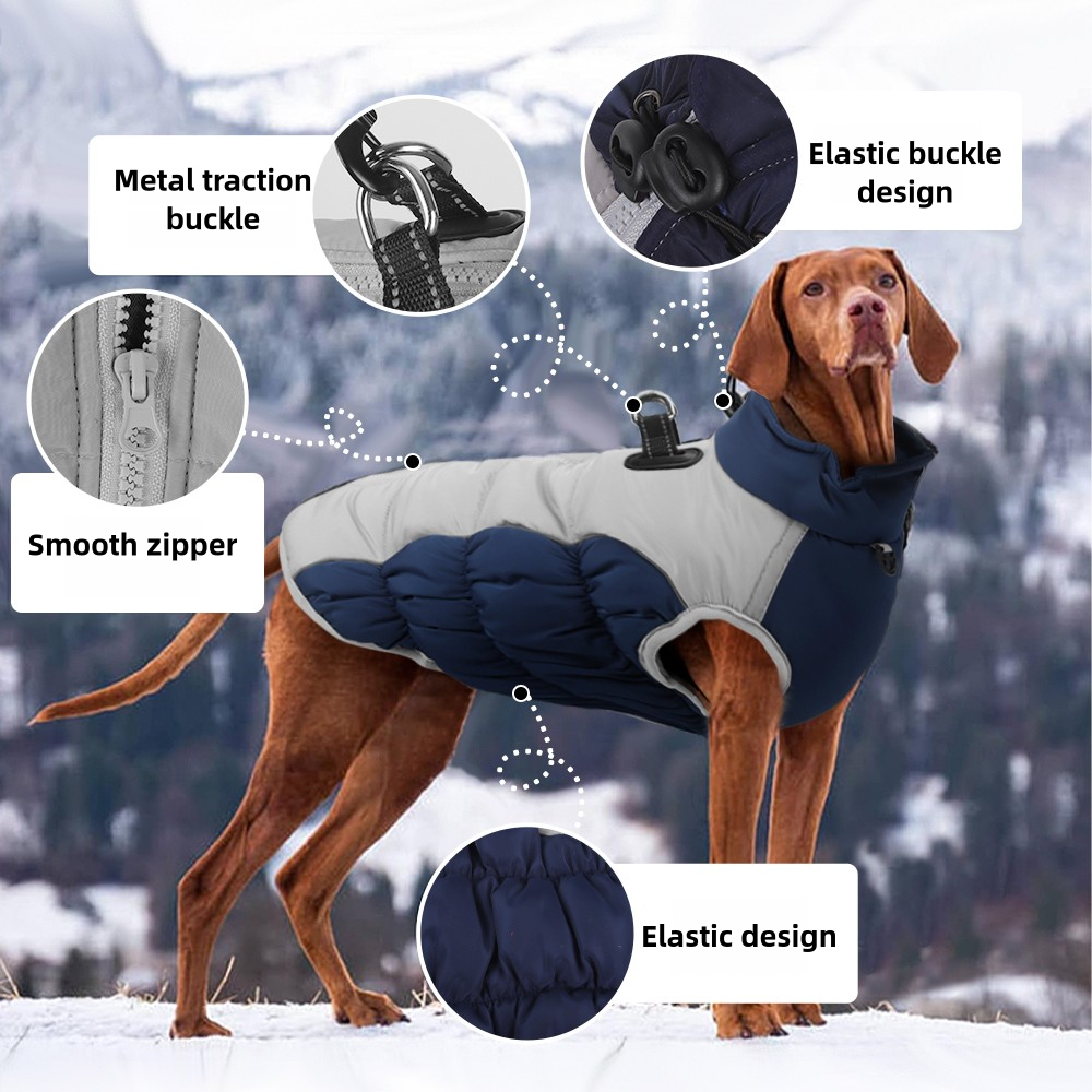 Dog Winter Padded Vest Warm Insulated Pet Jacket for Cold Weather