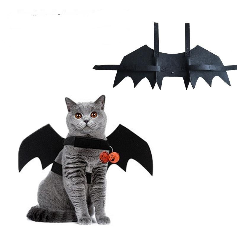 Halloween Pet Bat Wings Costume Cat Dog Cosplay Outfit with Pumpkin Bells