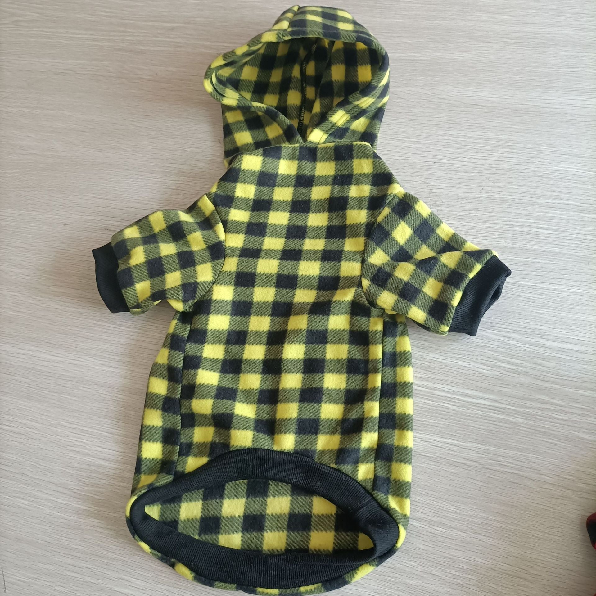 Plaid Dog Hoodie Set Checkered Fleece Pet Sweatshirts