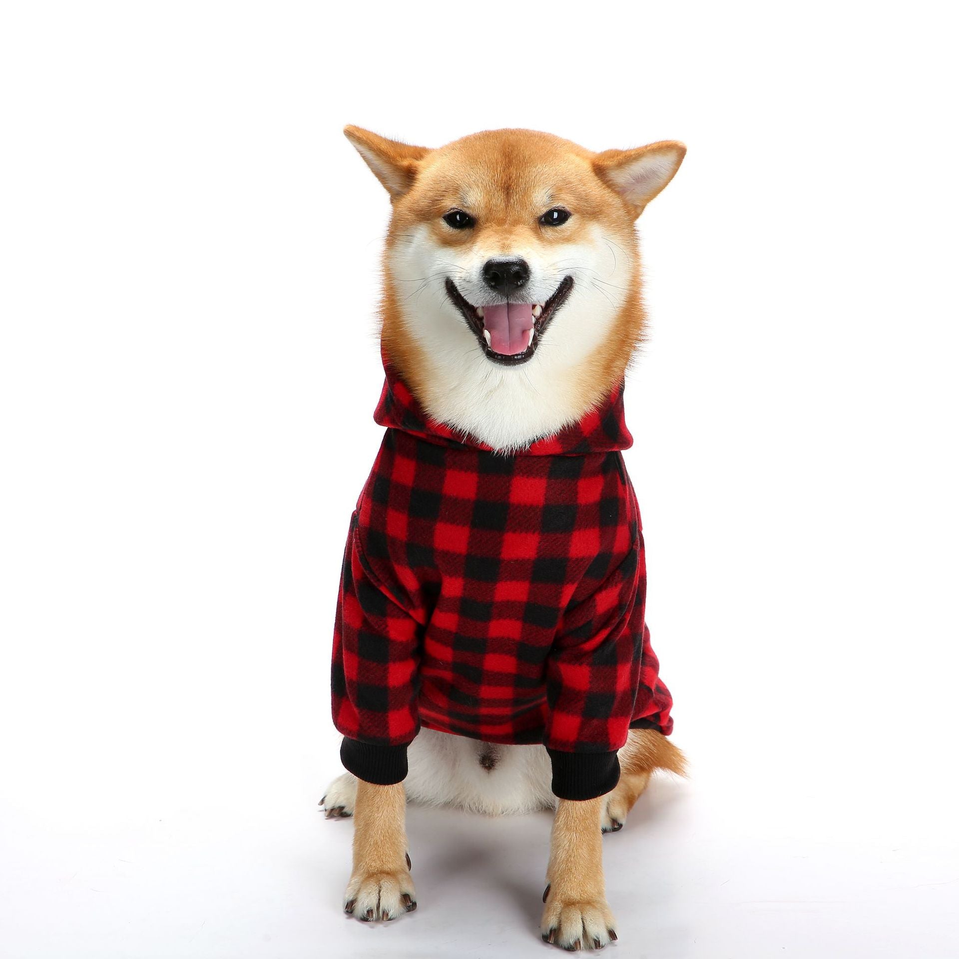 Plaid Dog Hoodie Set Checkered Fleece Pet Sweatshirts