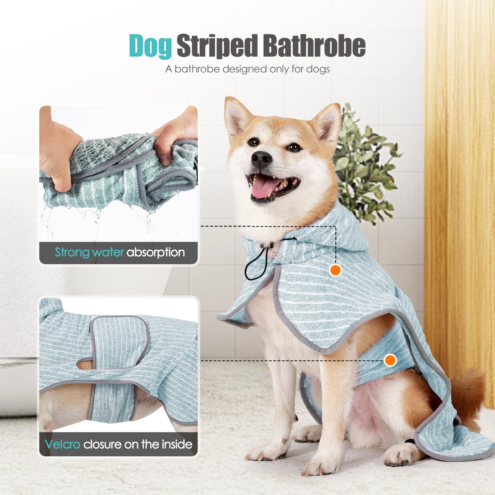 Hooded Dog Drying Coat - Quick - Absorbing Pet Bathrobe with Adjustable Fit