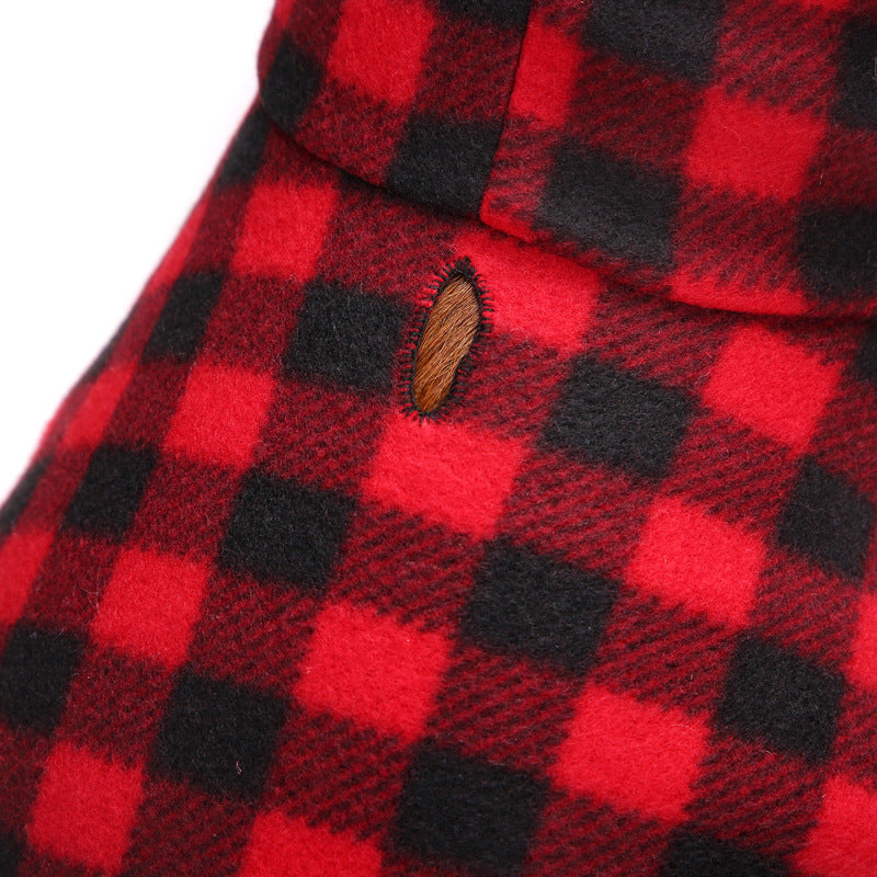 Plaid Dog Hoodie Set Checkered Fleece Pet Sweatshirts
