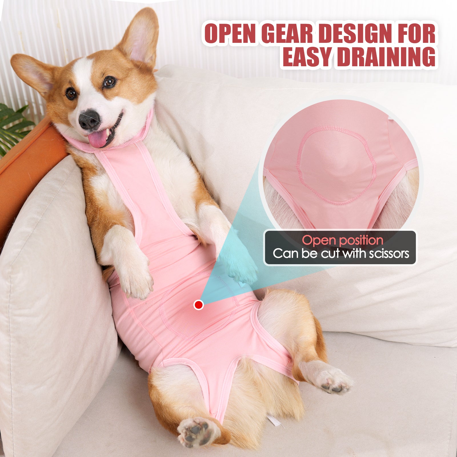 Dog Abdominal Rehabilitation Suit, 1 Count Comfortable Dog Surgical Suit, Female and Male Sterilization Jumpsuit for Postoperative Care, with Straps