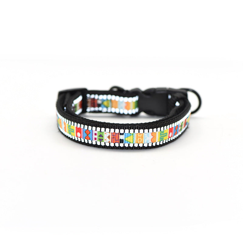 Reflective Flame Patterned Dog Collar - Stylish & Safe Pet Neck Strap