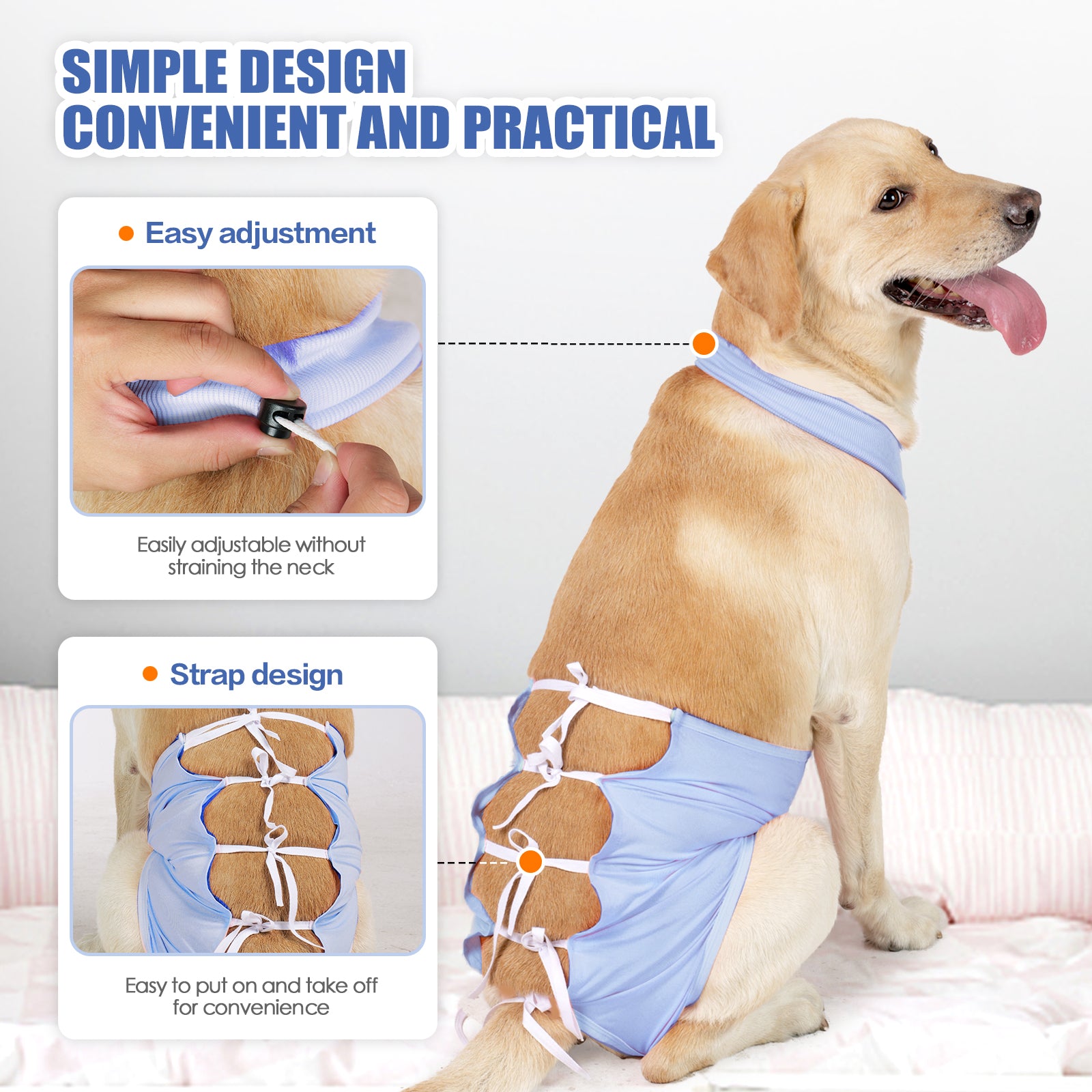 Dog Abdominal Rehabilitation Suit, 1 Count Comfortable Dog Surgical Suit, Female and Male Sterilization Jumpsuit for Postoperative Care, with Straps