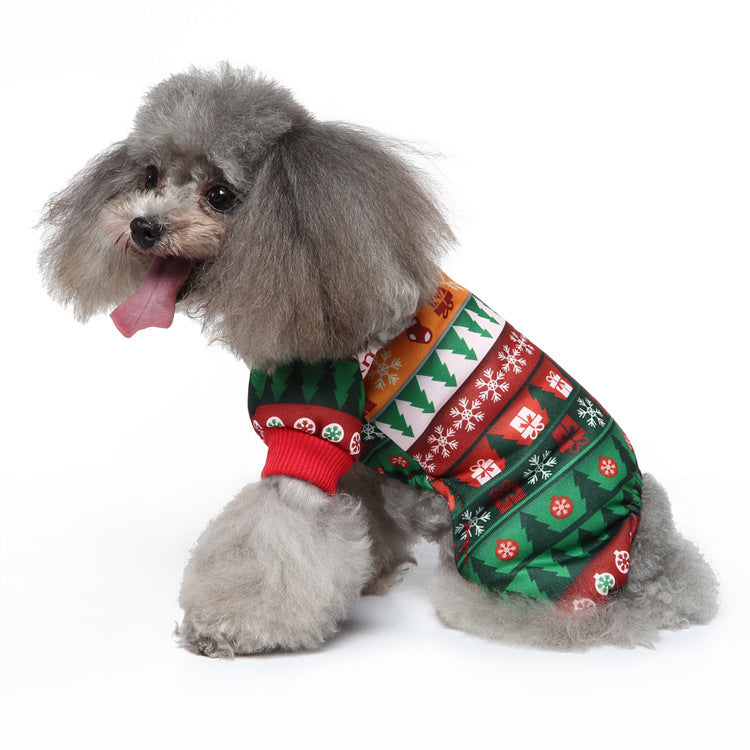 Christmas Dog Pajamas Festive Pattern Pet Onesie for Small Dogs