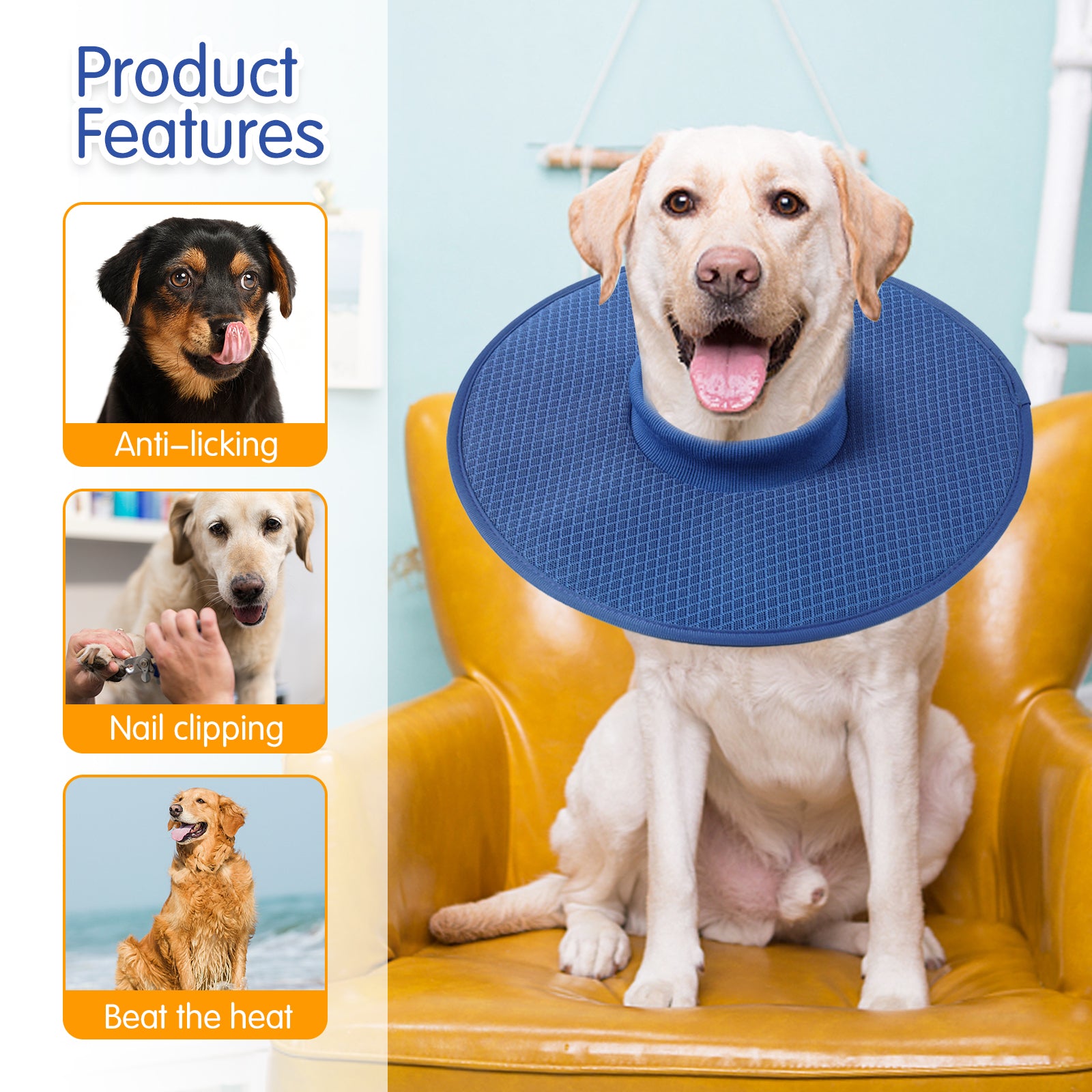Adjustable Anti Licking Collar, 1 Count Comfortable Pet Recovery Collar, Elizabethan Era Dog Neck Collar, Pet Supplies for Large and Medium-sized Puppies