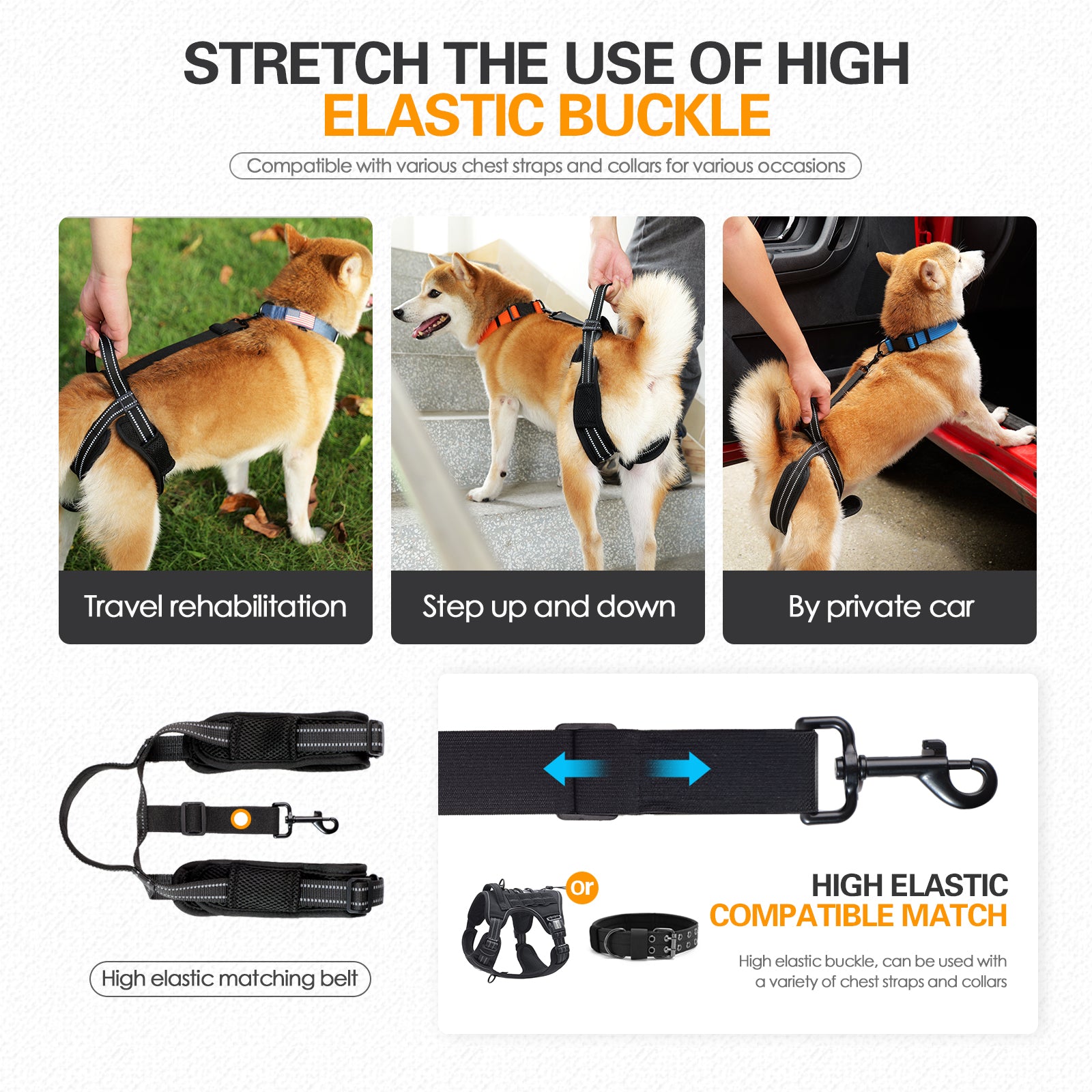 Dog Rear Leg Support Harness - Adjustable Assistive Strap for Aging or Injured Pets