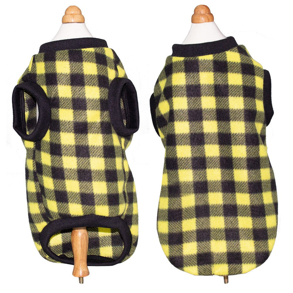 Plaid Dog Hoodie Set Checkered Fleece Pet Sweatshirts