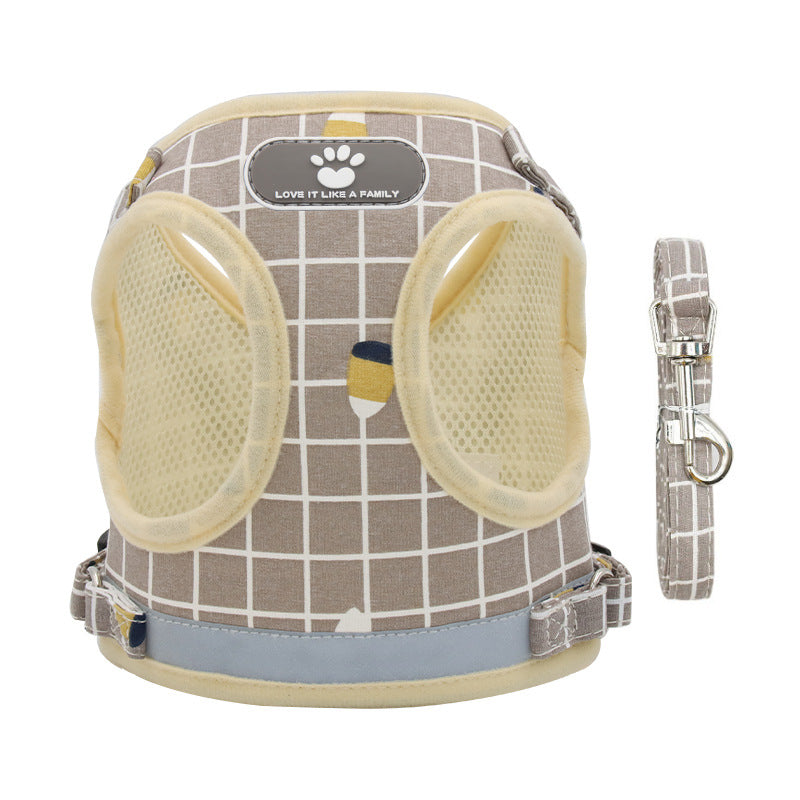 Stylish Mesh Dog Harness and Leash Set Adjustable No Pull Pet Vest for Small to Medium Dogs